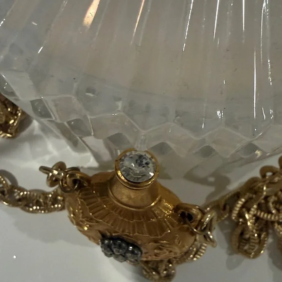 Scheilan Firenze 1980 Vintage Perfume Bottle Style Crystal Pendant Necklace